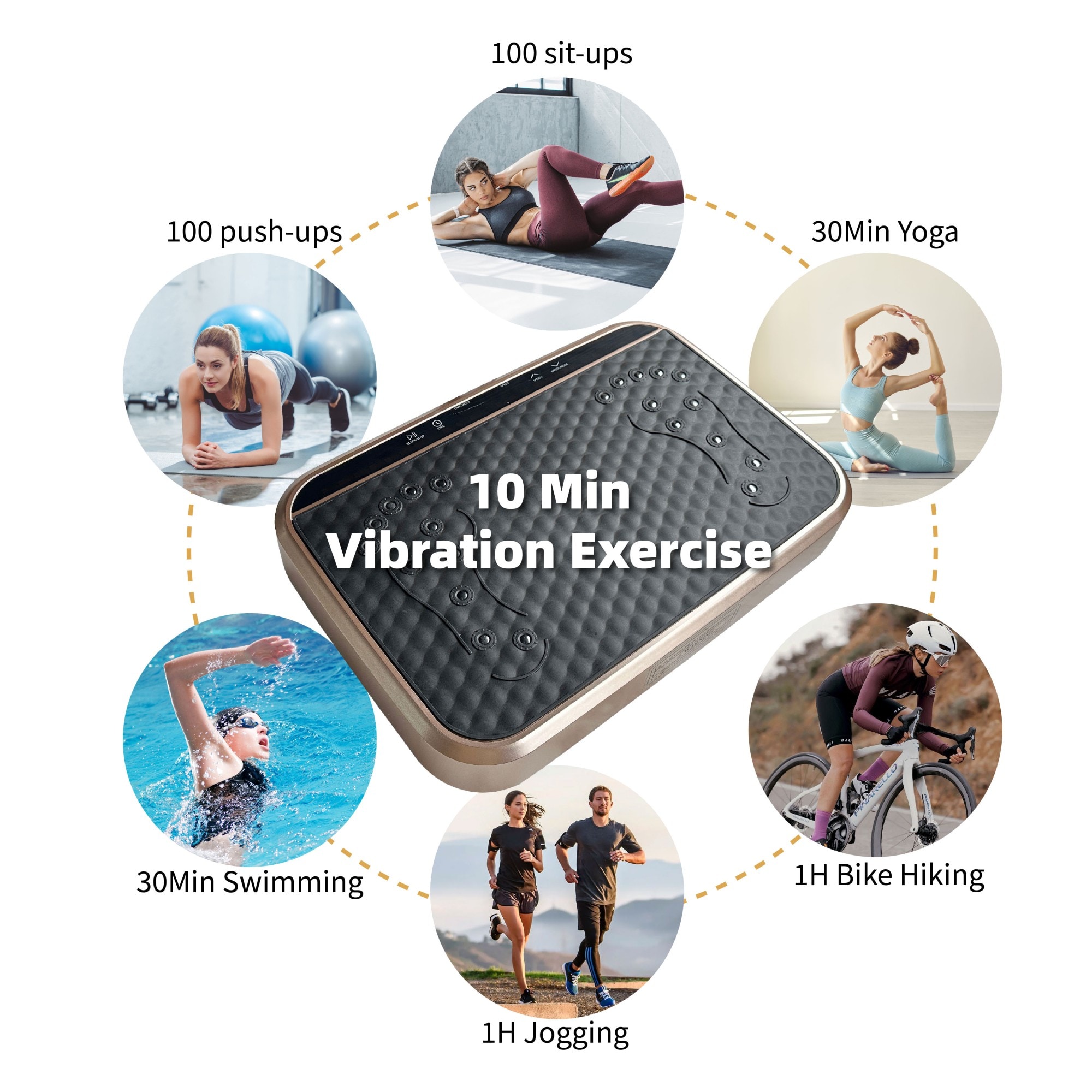 Vibration Plate Exercise Machine, Whole Body Fitness Platform For Lymphatic Drainage, Vibrating Shaker Board With 120 Speed Levels, Weight Loss And Fat Burner Workout Equipment For Women And Men_voghion.com